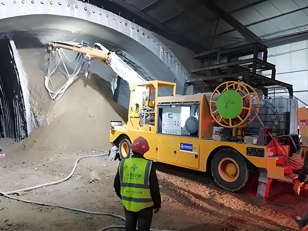 與傳統(tǒng)干噴機相比，混凝土濕噴機械手在隧道初期支護中的顯著優(yōu)勢(圖1)